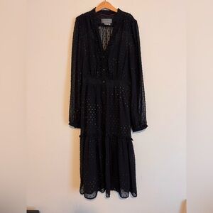 Anthropologie Black Long-Sleeve midi Dress with slip - Size 8
